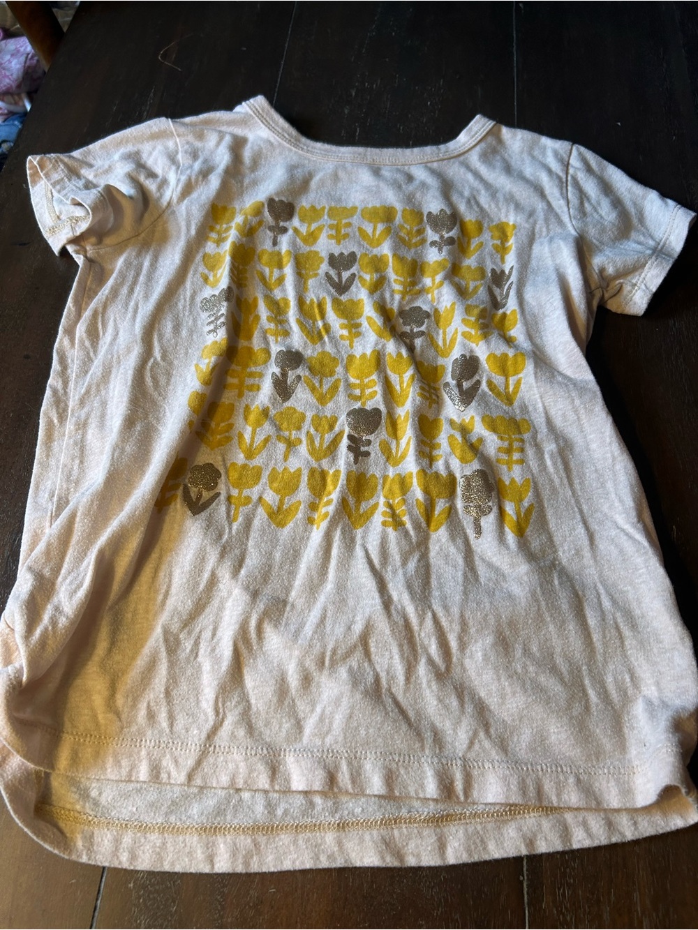 Crewcuts White Short-Sleeve Tee with Yellow and Gray Floral Motif